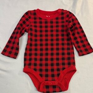 Jumping Beans - Long sleeve Red and Black Plaid Bodysuit Onesie top